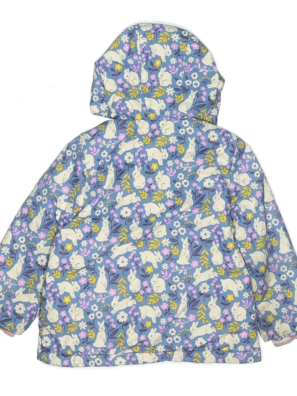 Mini Boden Lavender Bunny Print Hooded Puffer Jacket